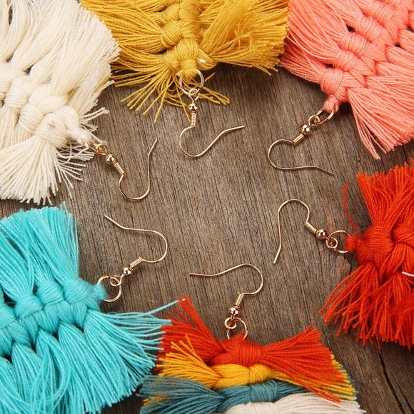 Colorful Bohemian Fringe Tassel Statement Earrings - Picture 2 of 3
